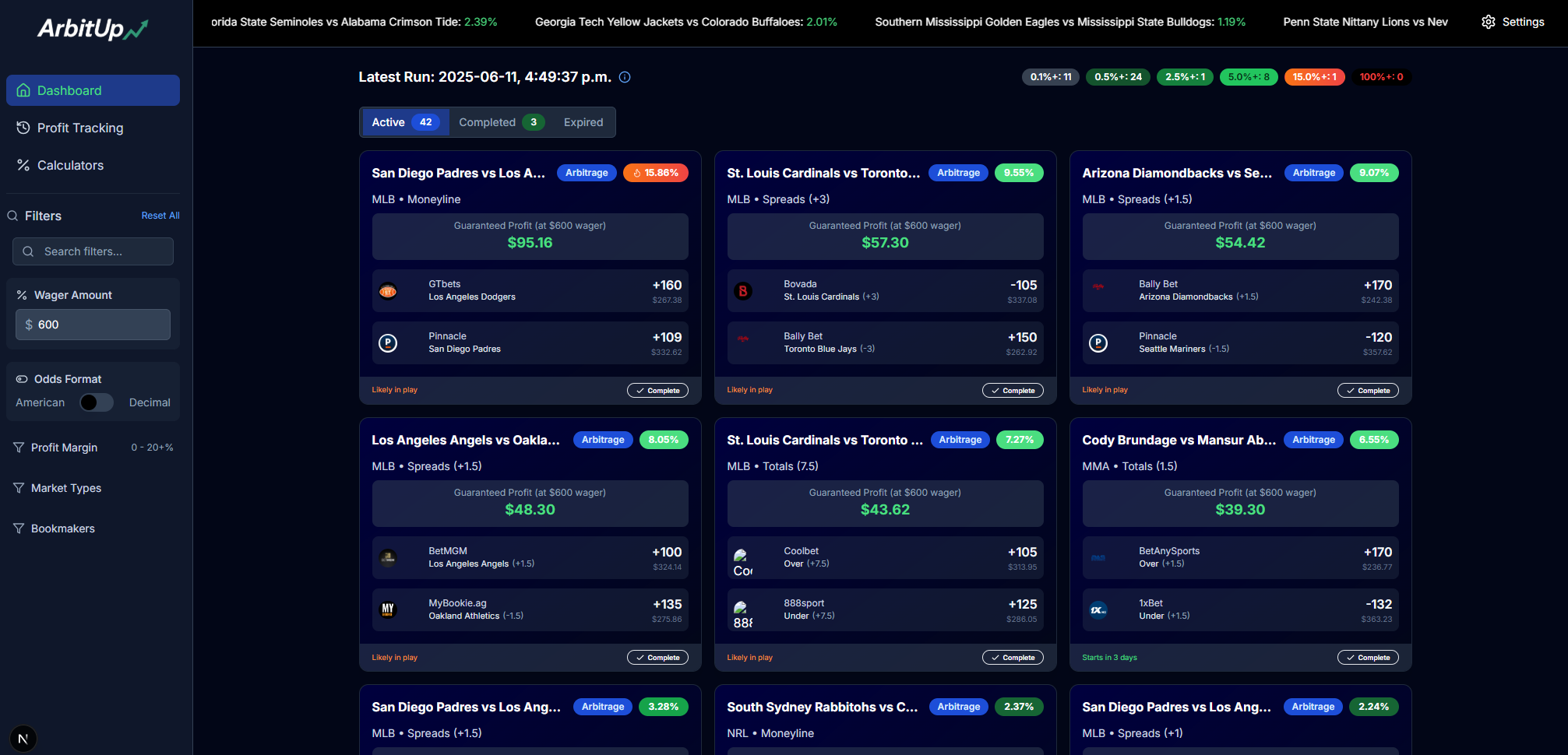 ArbitUp Dashboard Preview